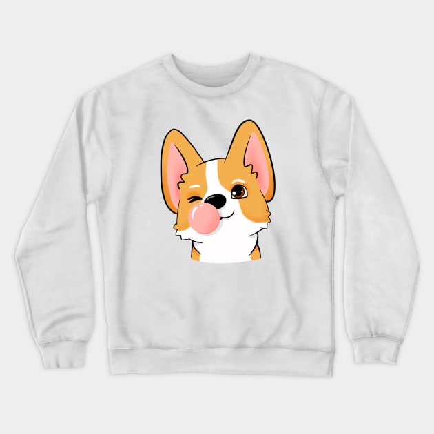 Corgi puppy funny art, 2d corgi, dogs lover, corgi owner gift, corgi face Crewneck Sweatshirt by PrimeStore